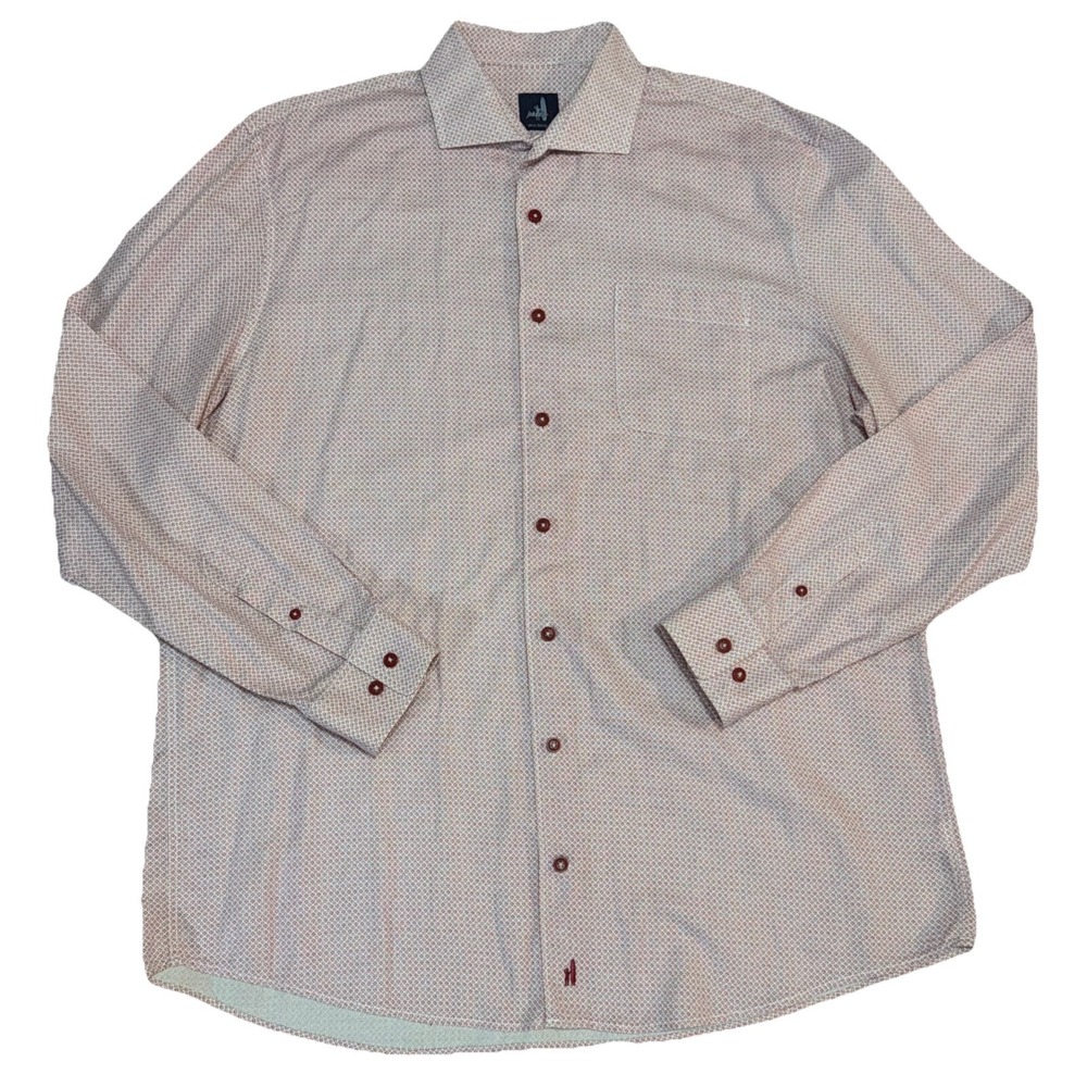 Johnnie O Mens Long sleeve Button Up Shirt Size Large Sangria Red Geometric